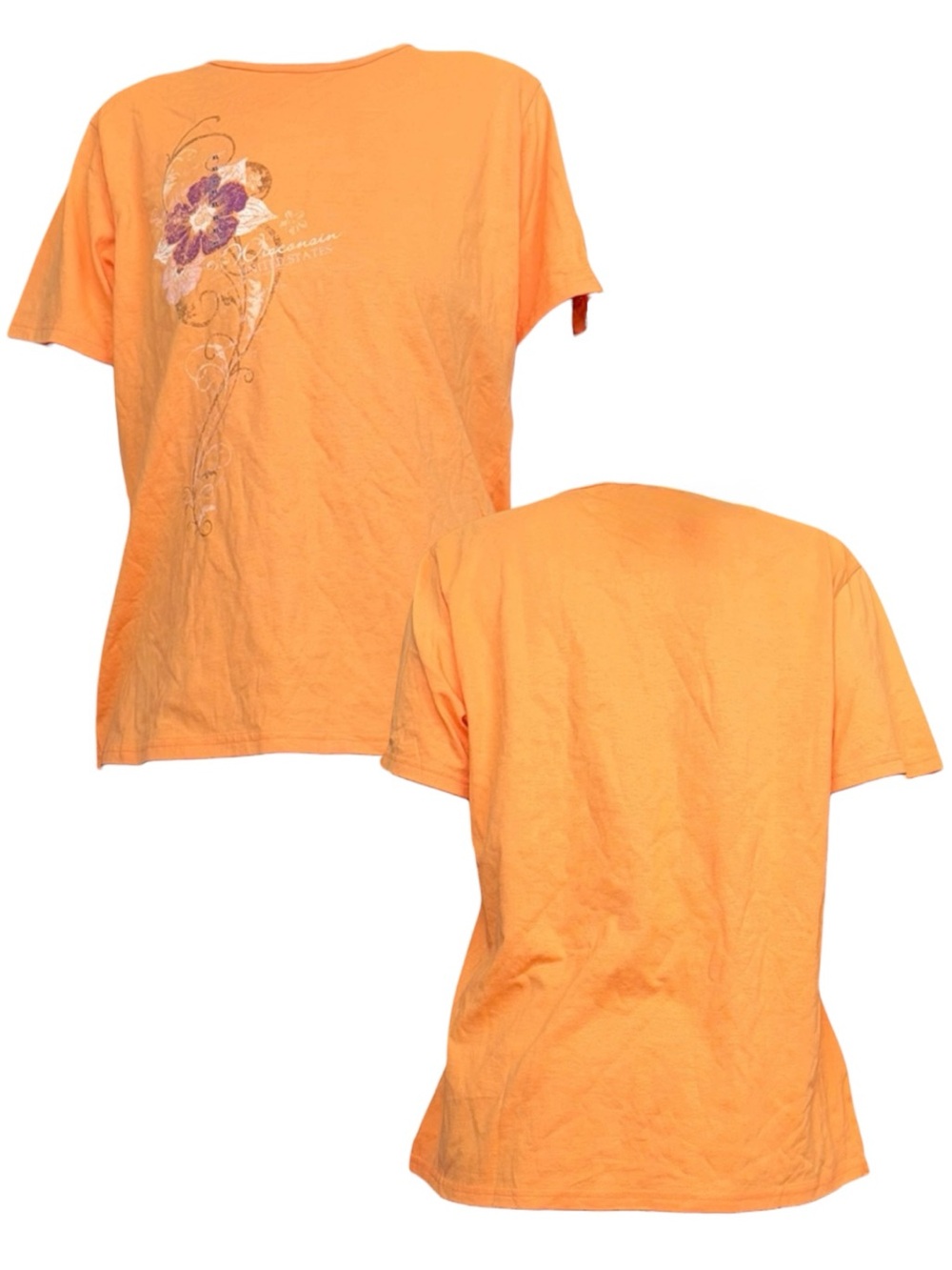Bright Orange Floral Wisconsin Graphic Tee